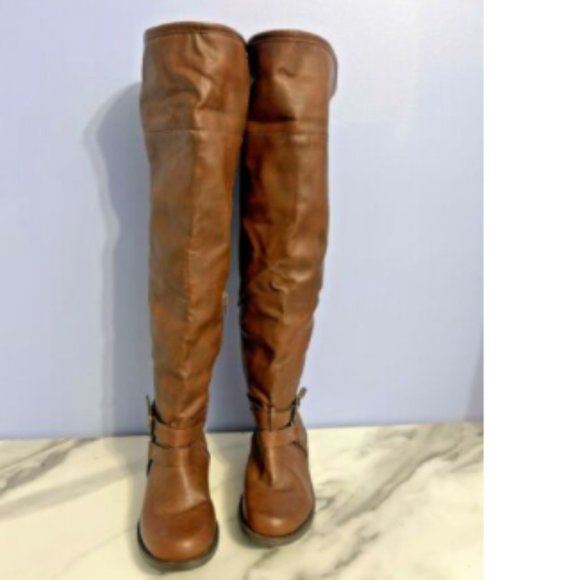 Brown Knee High Boots Size 6”Rowleigh" Shearing Cuff by JustFab Double … - Picture 6 of 11